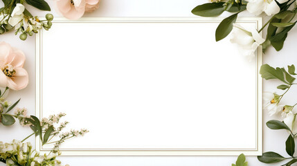 Floral border frame, empty space, soft pinks and greens,  for design