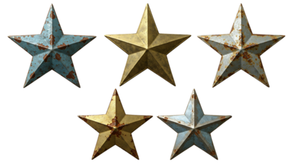 Rustic metal stars weathered vintage patriotic decor elements isolated transparent background,Vintage Americana Weathered Metal Stars for Rustic Decor (Isolated PNG),Rustic Metal Stars Collection,tp