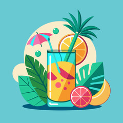 cocktail with lemon and lime