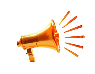 Golden Megaphone Emitting Sound Waves: A Symbol of Communication and Announcement Power