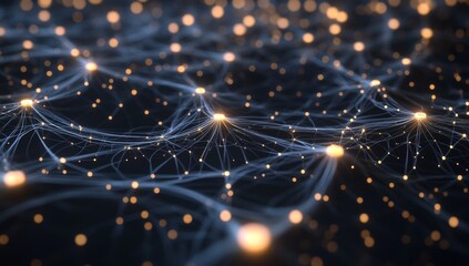 Glowing Network Nodes Connecting, Abstract Background, Tech Concept