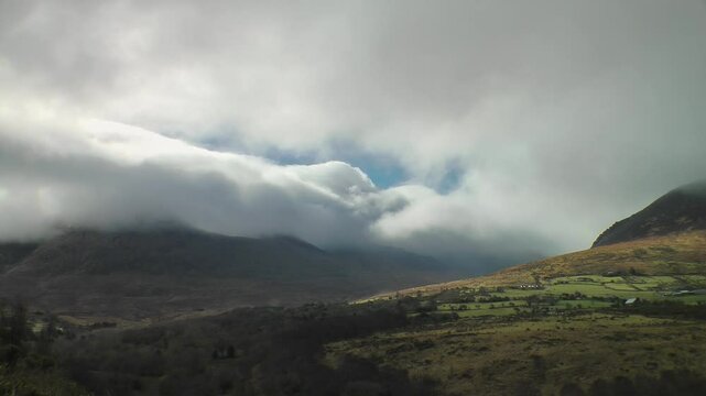 Clouids and mountains above the beautiful Ring of Kerry in Ireland