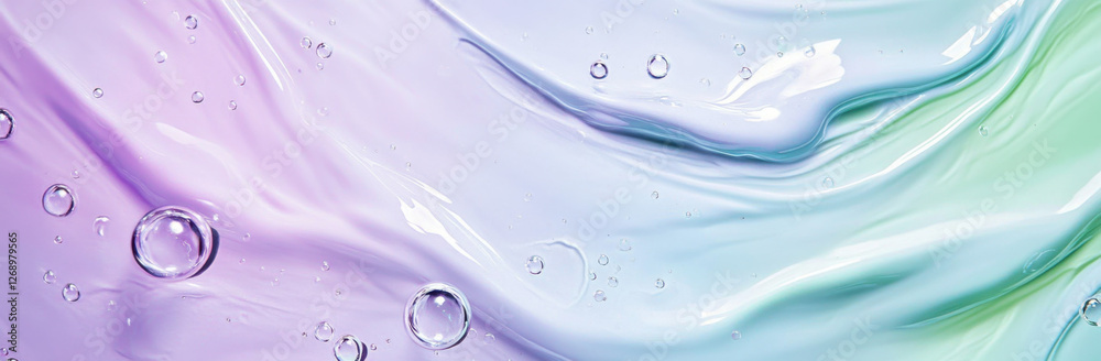 Aufkleber the background displays a smooth flow of soft colors with bubbles creating a serene and calming atmo