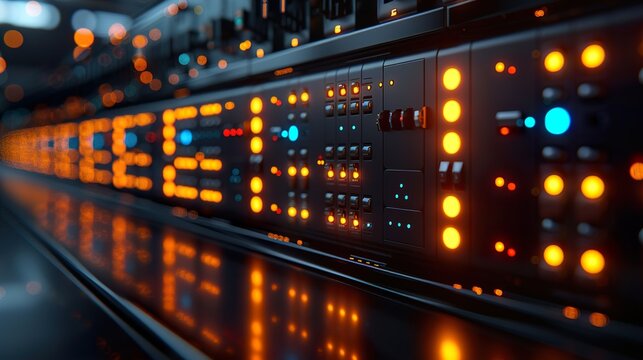 Data center s network infrastructure comprising of panels switches and cables HD 8K wallpaper Photographic Image