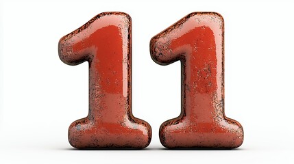Speckled Red Number Eleven 3D Render on White Background Ideal for Celebrations and Events