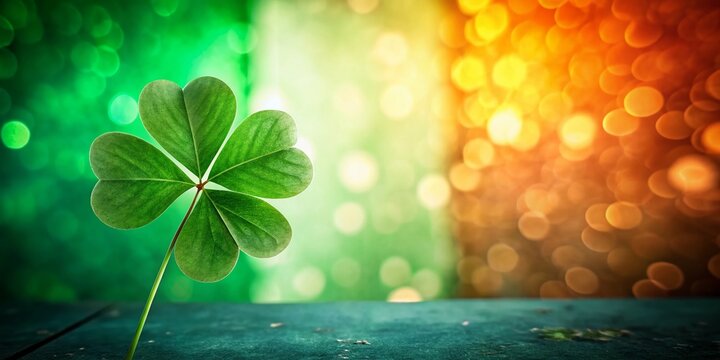 Ireland Independence Day: Shamrock & Tricolour Flag, Copy Space for Text - Powered by Adobe