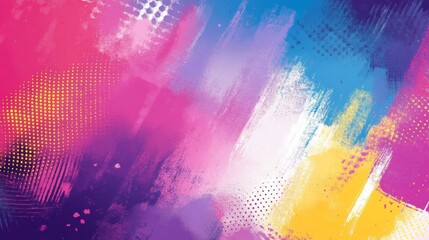 Obraz premium Abstract and Colorful Brush Background with Halftone Effect. Brush Stroke Illustration for Banner, Poster, or Sports Background. Scratch and Texture Elements For Design