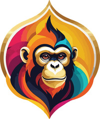 Monkey Head vector design, Monkey logo and icon design, Colorful Monkey vector design