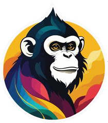 Colorful Monkey vector design, Monkey logo and icon design, Monkey Illustration vector design
