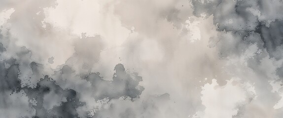 abstract, textured background with a watercolor style. It features a blend of soft, muted colors, primarily shades of gray and white, creating a cloudy or marbled effect.