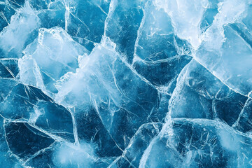 Abstract ice texture with cracks and scratches on a blue frozen surface for creative banner use