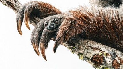 Obraz premium Sloth resting on tree branch, rainforest background, wildlife photography
