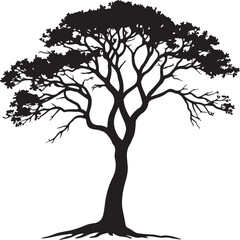 Obraz premium Silhouette of Bare and Leafy Trees - Detailed Vector Tree Illustration Set