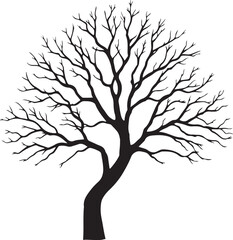 Fototapeta premium Silhouette of Bare and Leafy Trees - Detailed Vector Tree Illustration Set