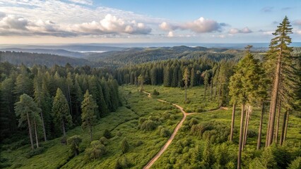Obraz premium Aerial Drone View of Redwood National Park, USA