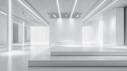Fototapeta premium Minimalist White Runway with Sophisticated Lighting