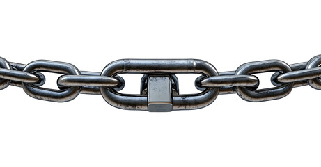 Obraz premium Industrial Strength: A 3D render of heavy-duty chains secured by a sturdy padlock, conveying strength, durability, and industrial aesthetics.