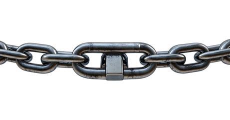 Industrial Strength: A 3D render of heavy-duty chains secured by a sturdy padlock, conveying strength, durability, and industrial aesthetics.