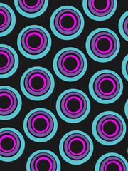Retro abstract background vector, vintage geometric circle design, simple colorful lines classic wallpaper on dark background.
