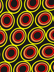 Retro abstract background vector, vintage geometric circle design, simple colorful lines classic wallpaper on dark background.
