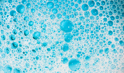 Water bubbles abstract blue panoramic background