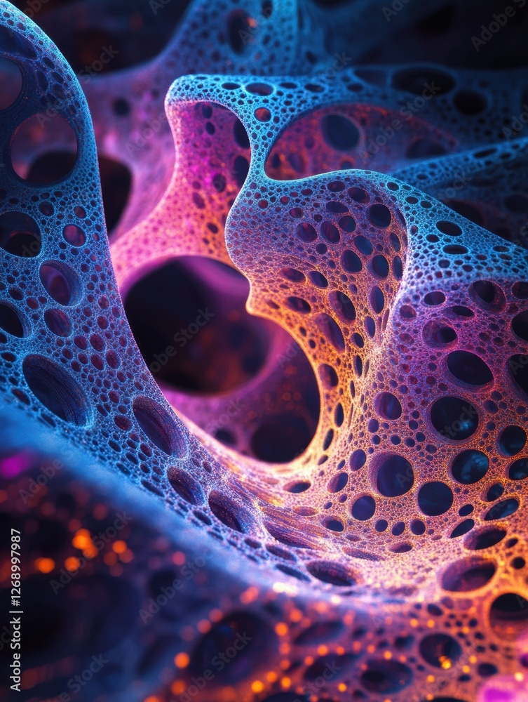 Aufkleber Colorful abstract design with intricate patterns and glowing light in a dark background. Generative AI