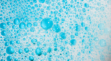 Water bubbles abstract blue panoramic background