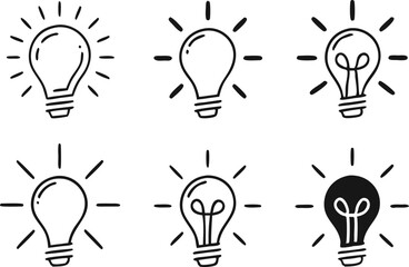 Lamp line icon set. Idea lamp icon collection. Flat style