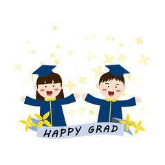 여학생과 남학생이 행복하게 졸업하는 모습