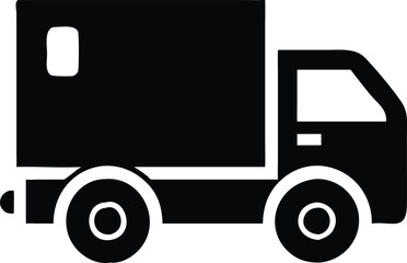 Fast moving shipping delivery truck line art vector icon