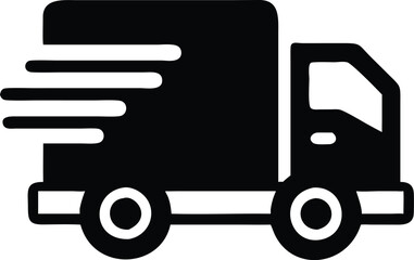 Fast moving shipping delivery truck line art vector icon
