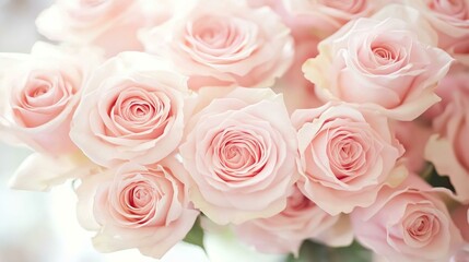 light pink roses in soft color and blur style for background. sweet color roses flowers in pastel tone with blurred style for background pattern texture.
