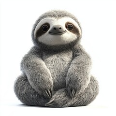 Fototapeta premium Cozy plush sloth with long arms perfect for hugging, isolated on white