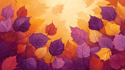 Abstract painting art with autumn leaf paint brush for presentation website background Halloween poster wall decoration or t-shirt design.