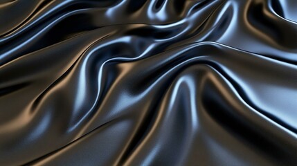 Obraz premium 3D renders beautiful folds of black silk in full screen like a beautiful clean fabric background.