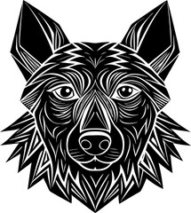 abstract illustration of dog head silhouette line art