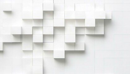 Random shifted white cube boxes block the background wallpaper banner. abstract 3d square white technology communication concept background.