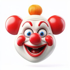 Naklejka premium Fun clown with a big red nose and a joyful expression isolated on white