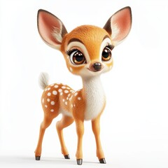 Fototapeta premium Gentle deer with big eyes and soft fur isolated on white