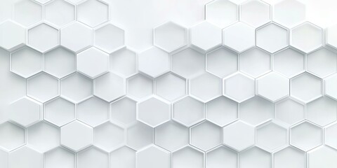 Fototapeta premium 3D Futuristic honeycomb mosaic white background. Realistic geometric mesh cells texture.