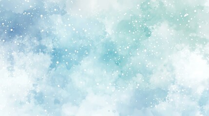 Obraz premium Abstract blue winter watercolor background. Sky pattern with snow. Light blue water color paper texture background. Blue watercolor vector background.