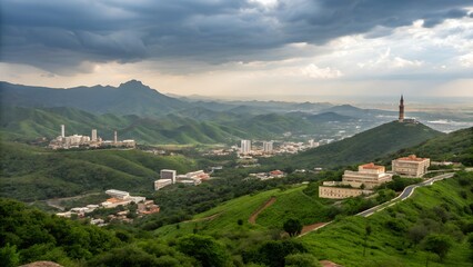 Taif, Known for its beautiful mountain views, historic sites, and rose farms.