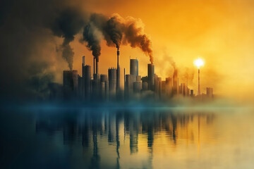 Obraz premium oil refinery at sunset