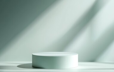 Minimalist product display podium with soft shadows and space for text, isolated on white