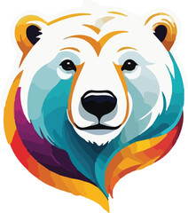 Colorful Polar Bear Head vector design, Polar Bear logo and icon Design, Polar Bear vector design