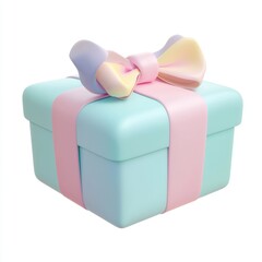 Personalized baby shower gift wrapped in soft pastel colors, isolated on white