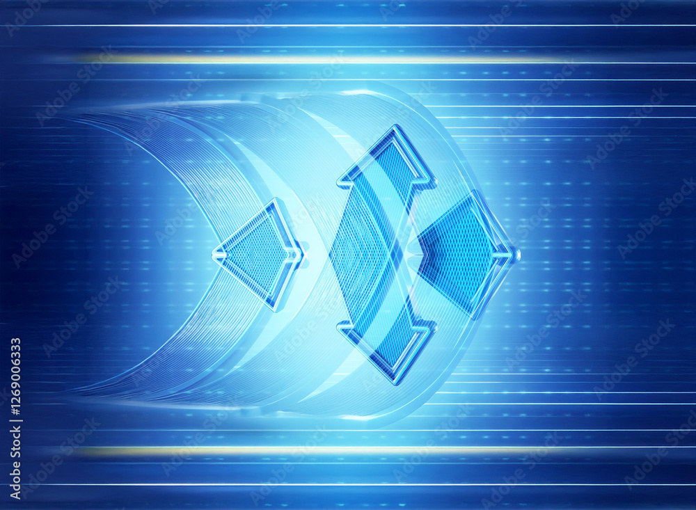 Fototapete abstract blue shapes flow with speed, creating a futuristic and digital feeling. lines and light enh