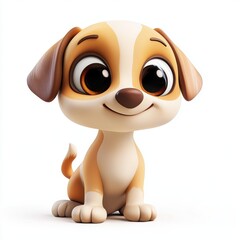 Naklejka premium Playful puppy with big eyes and a wagging tail isolated on white