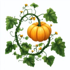Pumpkin vine isolated on white