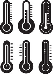set of thermometer silhouette, black and white silhouette, vector and illustration